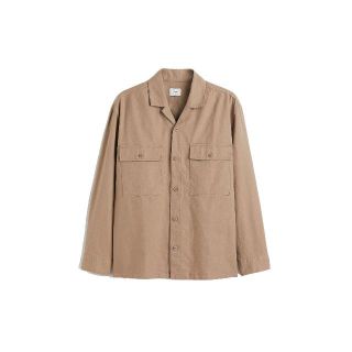 エイチアンドエム(H&M)のH&M リラックスフィット リネンブレンドオーバーシャツ ベージュ(シャツ)