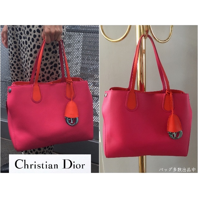Christian Dior - クリスチャン ディオール アディクトトートバッグ　ピンク×オレンジ　レザー