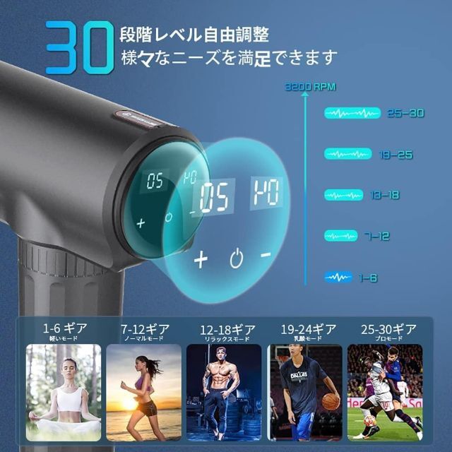 筋膜リリースガン トータルボディケア 筋膜ガン 6種類ヘッド 筋膜リリース スマホ/家電/カメラの美容/健康(マッサージ機)の商品写真