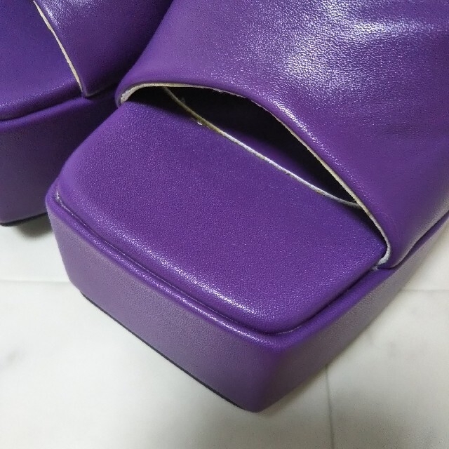 新品 サンダル 23cm 紫 水色 二足セット スクエアトゥ ミュール 厚底 レディースの靴/シューズ(サンダル)の商品写真