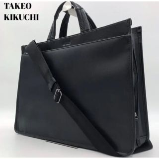 極美品✨タケオキクチ ビジネスバッグ 2WAY A4可 レザー 黒 ブラック-