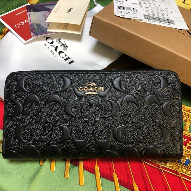 COACH(コーチ)のアーク様専用　COACH 長財布　　シグネチャー　型押し　ブラック　黒 レディースのファッション小物(財布)の商品写真