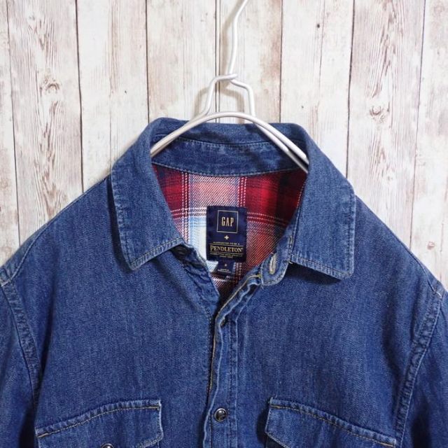 GAP + PENDLETON ブランケット地 デニムシャツジャケット　メンズM