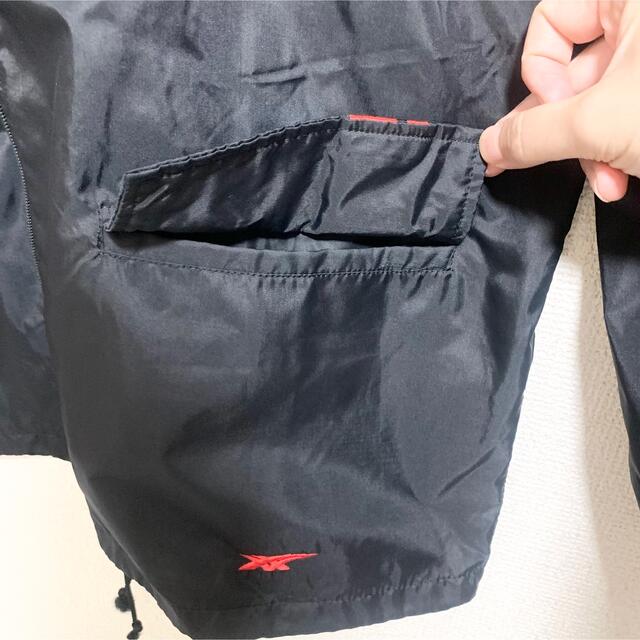 80s〜90s asics ナイロンジャケット メンズM 日本製 黒 赤 ロゴ