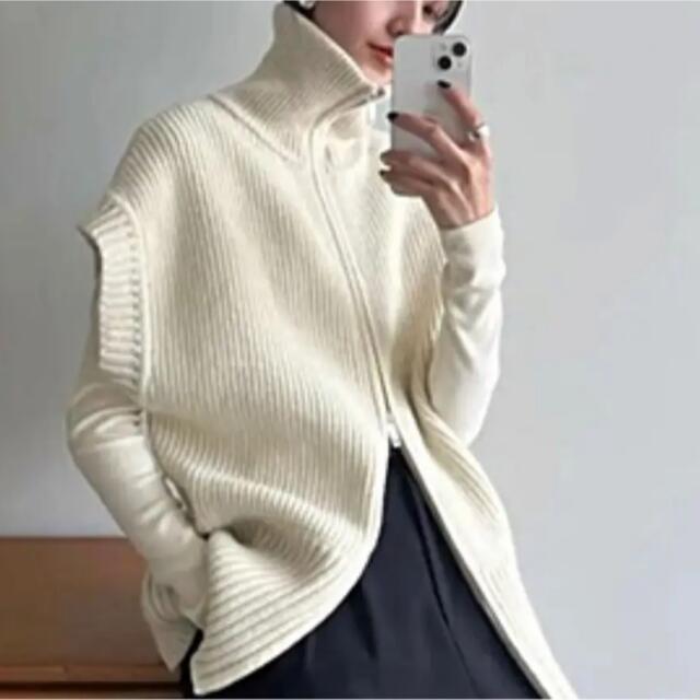 【美品】CLANE ZIP COLLAR KNIT VESTサイズ1 アイボリー