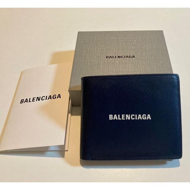 Balenciaga(バレンシアガ)のbalenciaga バレンシアガ　二つ折り財布ネイビー　小銭入れ有　美品 メンズのファッション小物(折り財布)の商品写真