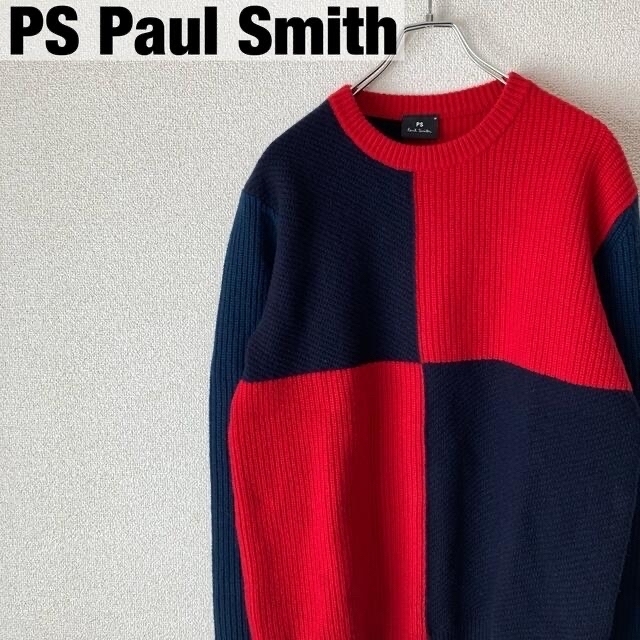 レッドサイズPS Paul Smith カラーブロック クルーネック ニット