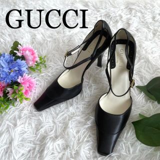 グッチ(Gucci)の未使用級♪Gucci/ストラップ レザーハイヒール☆22.5㎝(ハイヒール/パンプス)