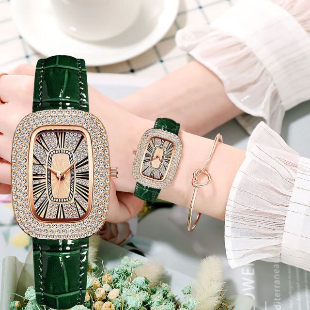 レディース 腕時計 クォーツ ゴールド×グリーン お洒落 時計 レディースのファッション小物(腕時計)の商品写真