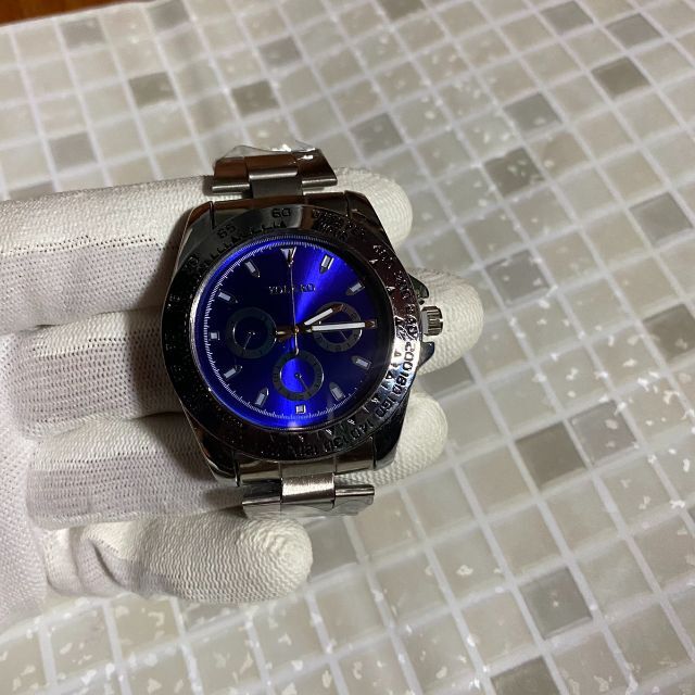 メンズ ビジネス クォーツ 腕時計 シルバー×ブルー メンズの時計(腕時計(アナログ))の商品写真