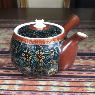 九谷焼　青粒  蓋茶碗