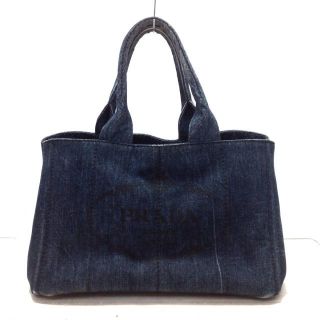 極美品】 プラダ 2way トートバッグ カナパ 肩がけ可 デニム ブラック