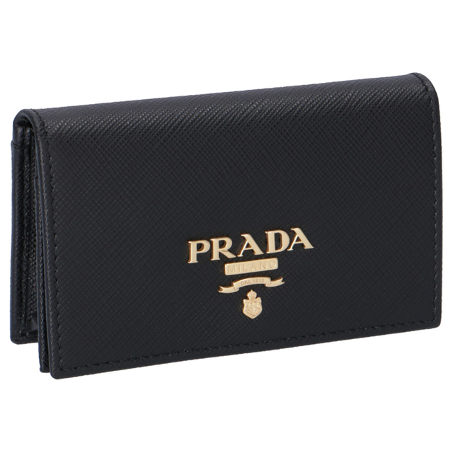 美品 PRADA プラダ サフィアーノ ロゴプレート カードケース 名刺入れ