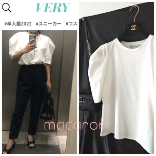 ザラ(ZARA)のご専用♡秋ZARAザラVERY掲載 異素材パフスリーブTシャツ白 人気 雑誌掲載(カットソー(半袖/袖なし))