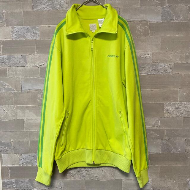 激レア古着90's 万国タグ ライムグリーン adidasトラックジャケット