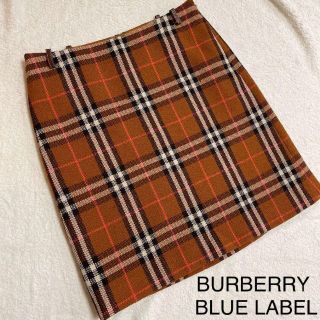 バーバリーブルーレーベル(BURBERRY BLUE LABEL)のバーバリー ブルーレーベル メガ チェックスカート 茶色 ブラウン 36(ミニスカート)