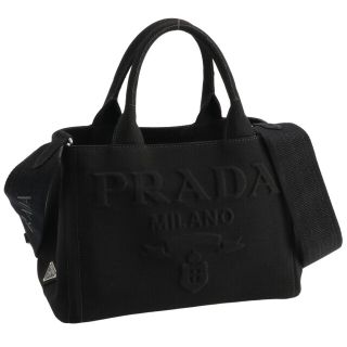 麻52%コットン48%PRADA プラダ　キャンバストートバッグ　三角ロゴ　ギャランティー　保護袋付き