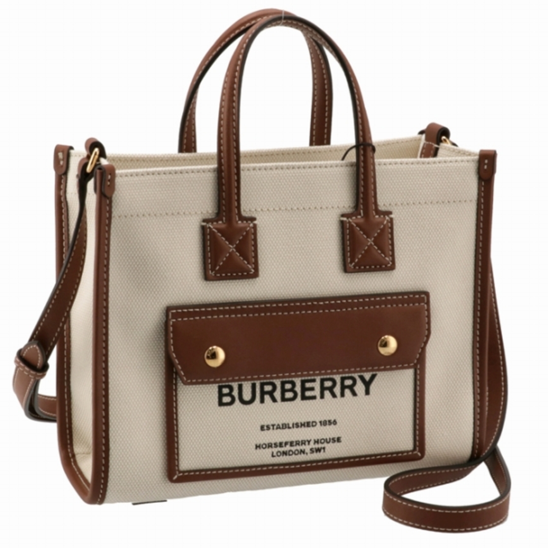 BURBERRY - BURBERRY トートバッグ ミニ ツートン キャンバス&レザー