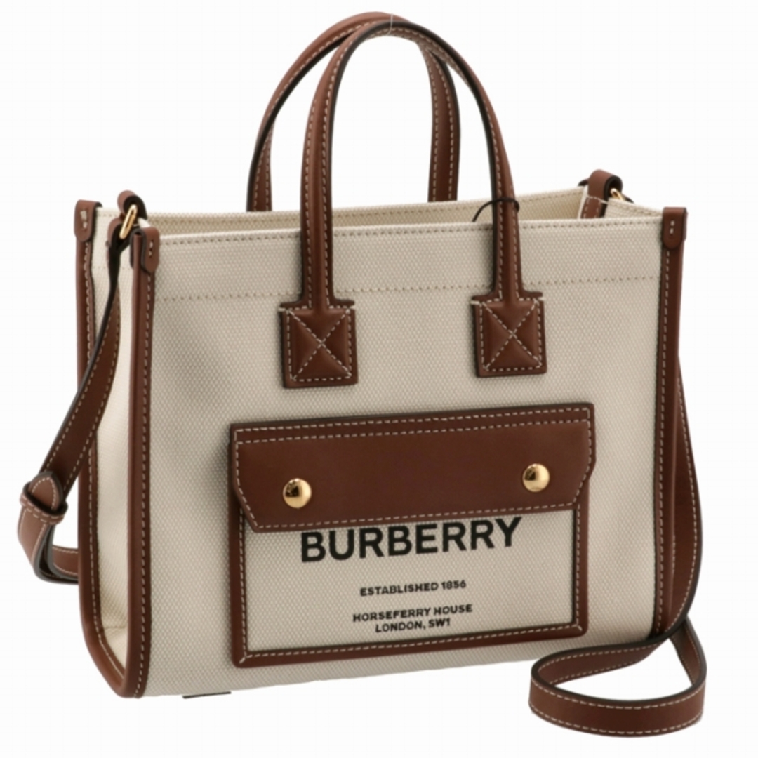 BURBERRY   BURBERRY トートバッグ ミニ ツートン キャンバス＆レザー