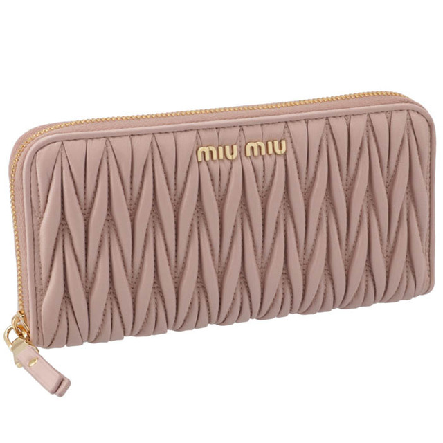 OPALE金具MIU MIU 長財布  マテラッセ ラウンドファスナー