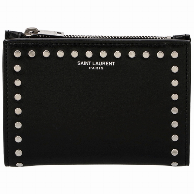 SAINT LAURENT PARIS 財布 二つ折り スタッズ ミニ財布