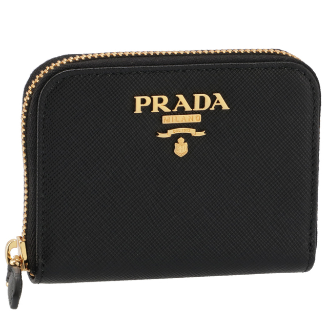 極美品✨PRADA プラダ コインケース サフィアーノレザー 金ロゴ ブラック