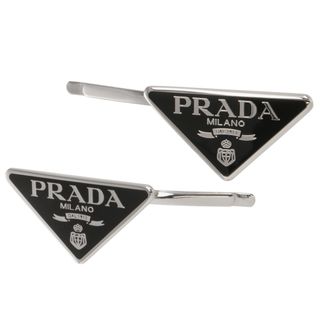 プラダ PRADA ヘアクリップ バレッタ メタルロゴ トライアングル 2023年春夏新作 1IF050 2BA6 002