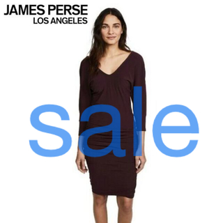 ジェームスパース(JAMES PERSE)の【新品未使用】JAMES PERSE - ハイツイストジャージードレス　"L"(ひざ丈ワンピース)