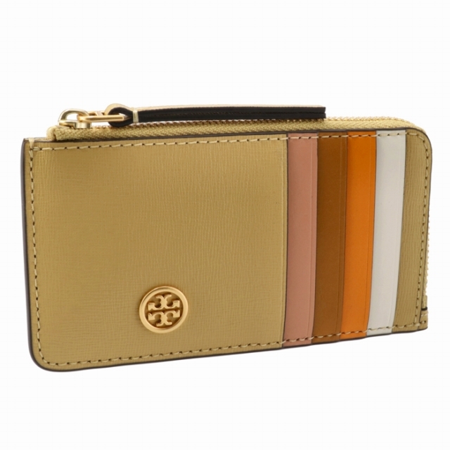 ゴールド色系統TORY BURCH カードホルダー＆コインケース ROBINSON ミニ財布