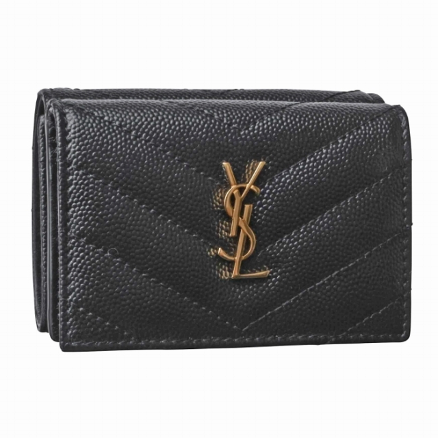 人気✨イヴサンローラン 長財布 YSL キャビアスキン キルティング ブラック