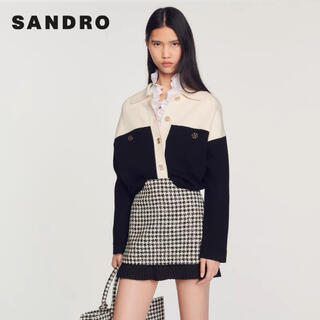 サンドロ(Sandro)の❤️Sandro  新作　新品　黒白チェック　スカート　綺麗　上下セット　上品 (ミニスカート)