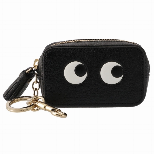 ファスナー生産国ANYA HINDMARCH コインケース EYES キーリング付き ミニ財布