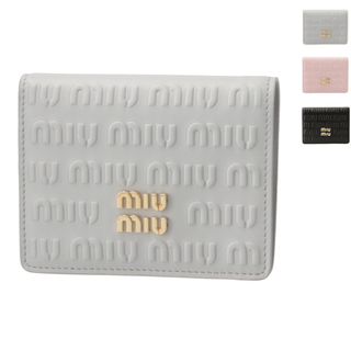 美品 miumiu ミュウミュウ ✨ マテラッセ 二つ折り財布 レザー ロゴ 青