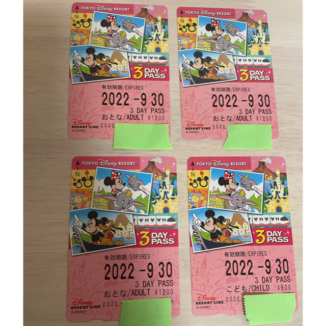 Disney(ディズニー)のディズニー　Disney モノレール　切符　チケット　3DAY pass チケットの施設利用券(遊園地/テーマパーク)の商品写真