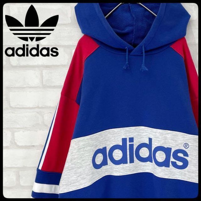 ひなの古着屋☪️☪️【90s 万国旗タグ】貴重 adidas スウェット パーカー ビッグロゴ L