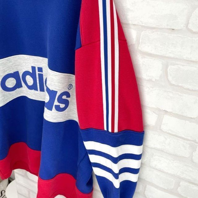 90s 万国旗タグ】貴重 adidas スウェット パーカー ビッグロゴ L