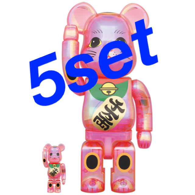 BE@RBRICK 招き猫 桃色透明メッキ 100% & 400% 春先取りの 57460円
