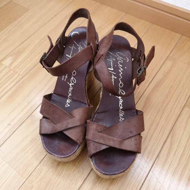 gaimo(ガイモ)のgaimo ガイモ ウエッジソール サンダル 茶 ブラウン 35 22.5cm レディースの靴/シューズ(サンダル)の商品写真