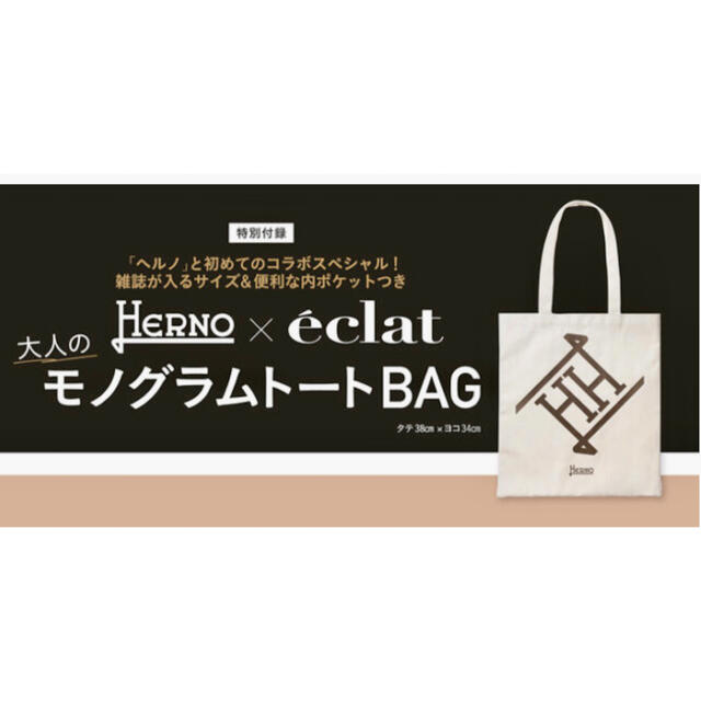 HERNO(ヘルノ)の特別付録 ヘルノ×eclat 大人のモノグラムトートバッグ レディースのバッグ(トートバッグ)の商品写真