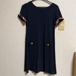 ブルーレーベルクレストブリッジ(BLUE LABEL CRESTBRIDGE)のブルーレーベル クレストブリッジ ワンピース ネイビー　チェック柄 38(ミニワンピース)