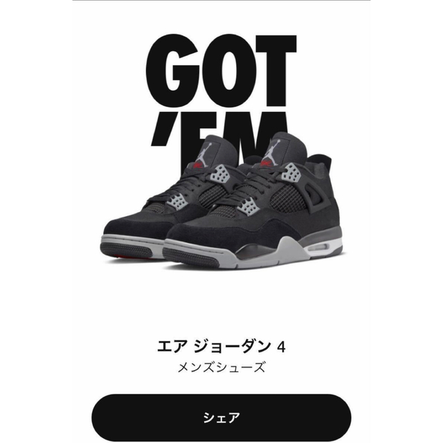 airjordan4新品 エアジョーダン4 レトロ SE ブラック スティール 26.5cm