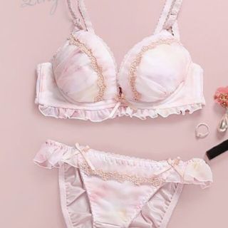 新品EFあり水彩タッチブラジャーショーツセット(ブラ&ショーツセット)