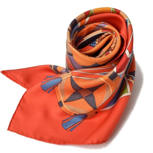 Hermes - 未使用 エルメス スカーフ カレ90 シルクツイル オレンジマルチ