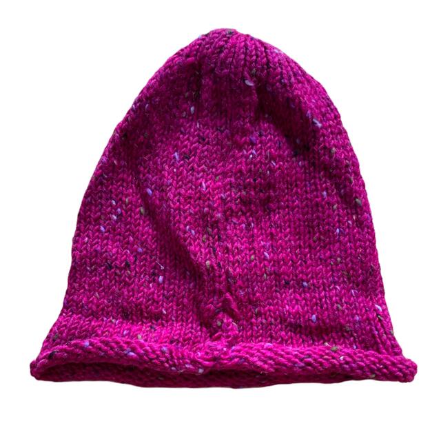 ロールアップ ニット帽 ピンク ニットキャップ キャップ帽子 ビーニー メンズの帽子(ニット帽/ビーニー)の商品写真