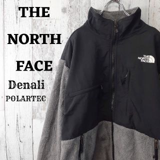 ザノースフェイス(THE NORTH FACE)のUS規格ノースフェイスデナリジャケット黒ブラックグレー灰色刺繍ロゴ古着L(ブルゾン)