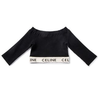 セリーヌ(celine)のCELINE ロゴ クロップ トップ アスレチックニット(トレーナー/スウェット)