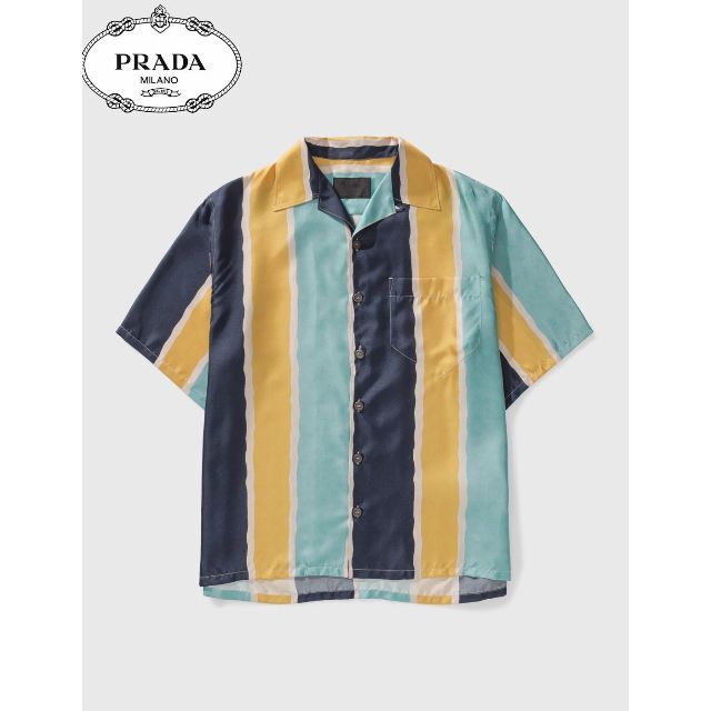 PRADA - PRADA ショートスリーブ プリント シルク ツイルシャツ