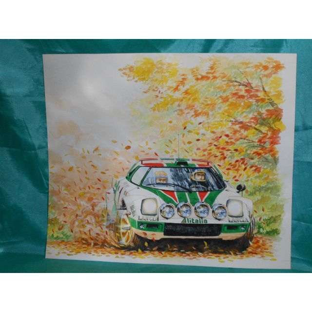 美術品/アンティーク原画　ランチアストラトス　Run in Autumn