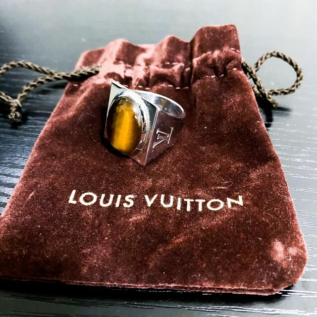 LOUIS VUITTON ストーンリング シルバーリング タイガーアイ ロゴ