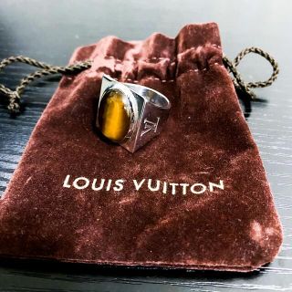 ルイヴィトン(LOUIS VUITTON)のLOUIS VUITTON ストーンリング シルバーリング タイガーアイ ロゴ(リング(指輪))